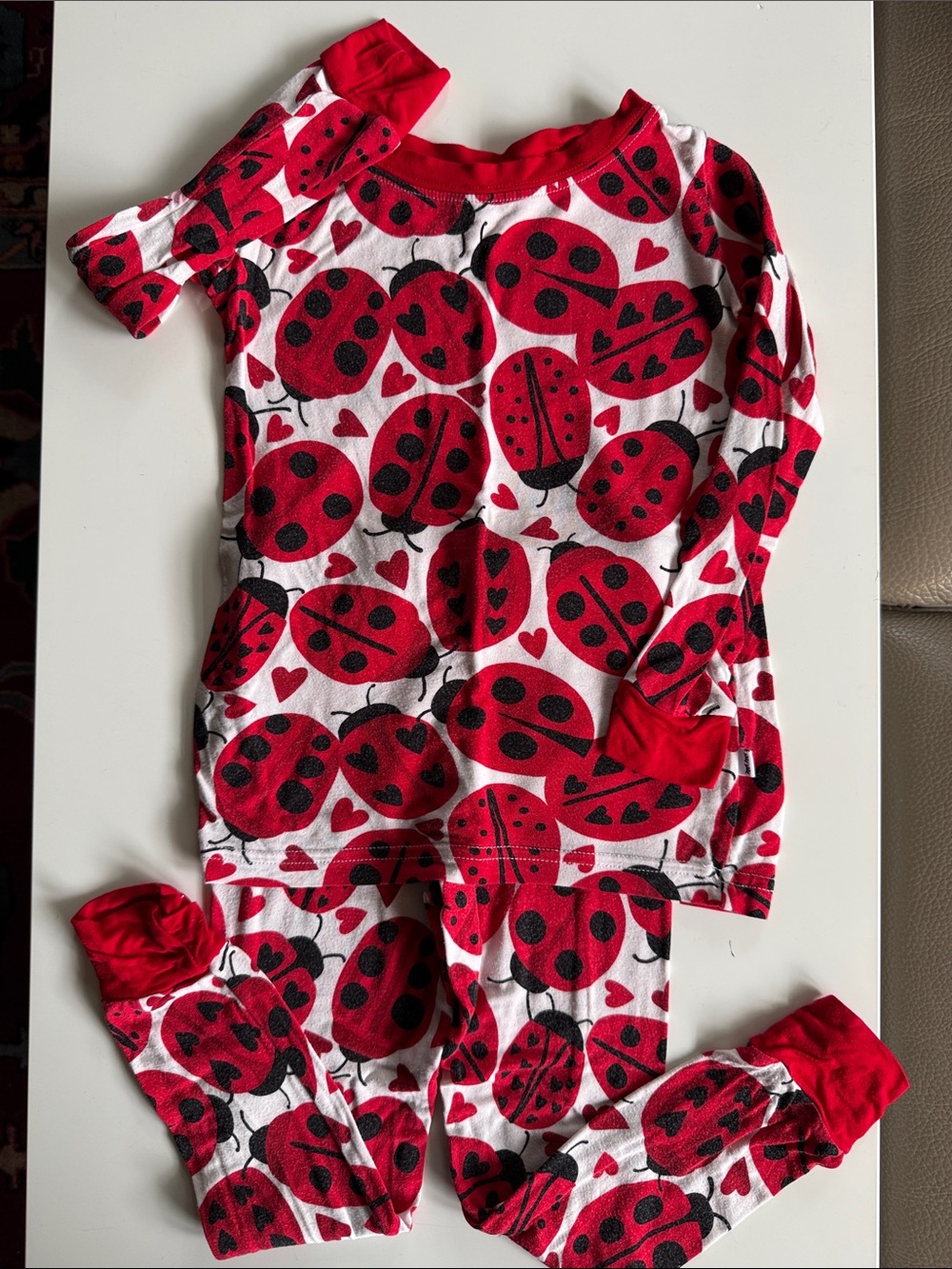 Little Sleepies Red and White Ladybug Pajama Set S 2T